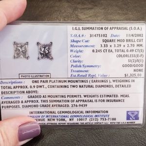 Platinum set screw back diamond earrings